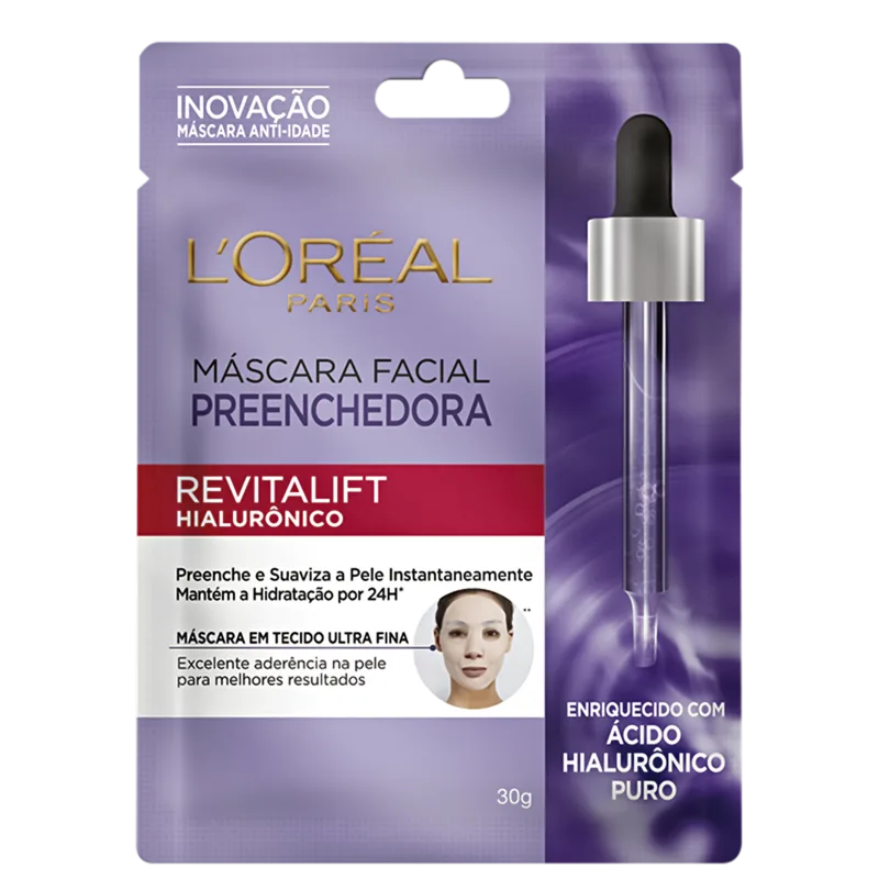 L'Oréal Paris Revitalift Hialurônico Preenchedora - Máscara Facial em Tecido Redutor de Linhas 30g