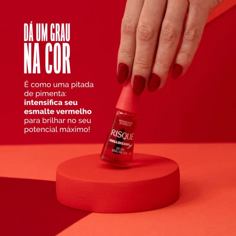 Esmalte Intensificador de Vermelho Risqué & Chilli Beans Dá Um Grau na Cor