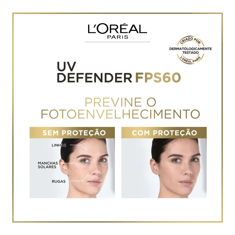 L'Oréal Paris UV Defender Antioleosidade FPS 60 Escura - Protetor Solar Facial 40g