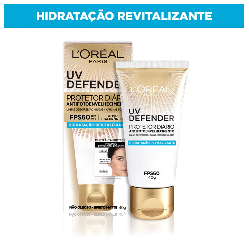 L'Oréal Paris UV Defender Hidratação FPS 60 - Protetor Solar Facial 40g