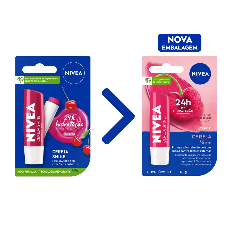 NIVEA Shine Cereja - Hidratante Labial 4,8g