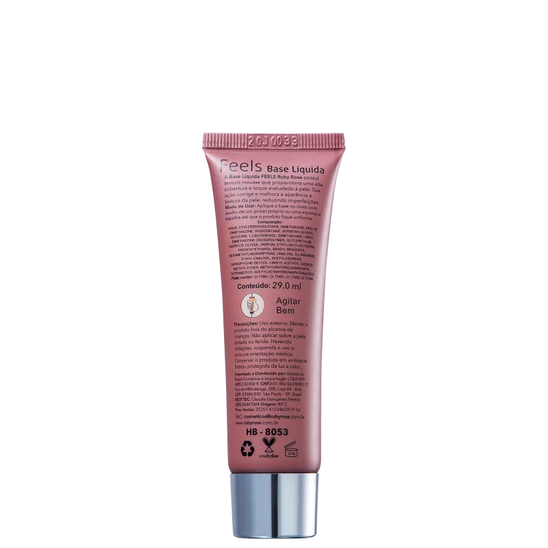 Ruby Rose Feels Doce de Leite 080 - Base Líquida 29ml