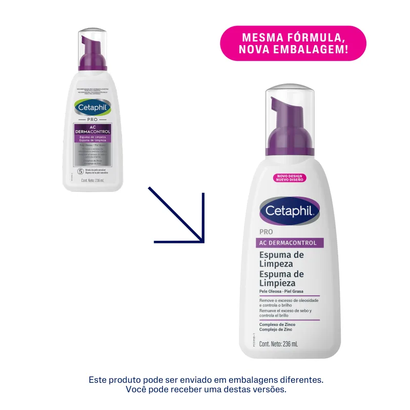 Cetaphil Pro AC Dermocontrol Pele Oleosa - Espuma de Limpeza Facial 236ml