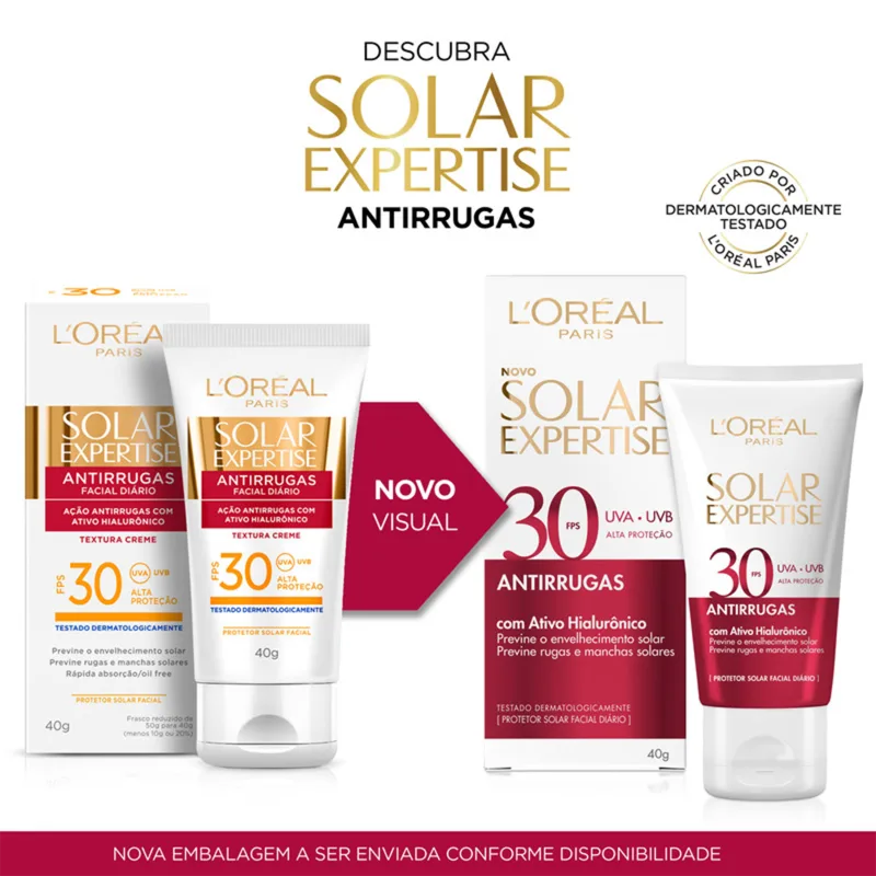 L'Oréal Paris Solar Expertise Antirrugas FPS30 - Protetor Solar Facial 40g