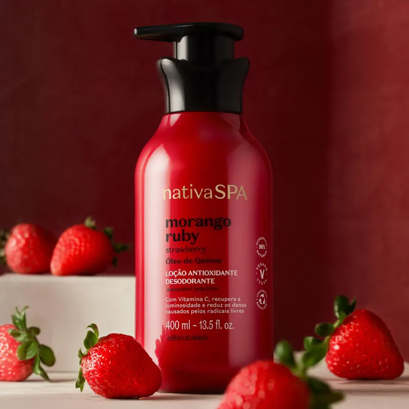 Loção Antioxidante Desodorante Corporal Nativa SPA Morango Ruby 400ml