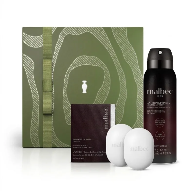 Combo Presente Dia dos Pais Malbec: Sabonete Em Barra 2x80g+ Desodorante Antitranspirante 125ml/75g