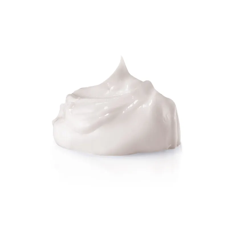 Textura cremosa e brilhante de loção hidratante corporal Cuide-se Bem Boa Noite com superfície aveludada e aparência suave, em um fundo branco.
