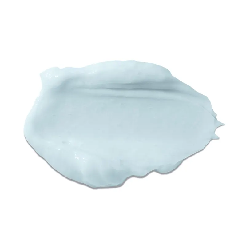 Imagem de textura azul e cremosa de produto de condicionador infantil para cabelos lisos Dr. Botica, com aspecto brilhante e liso, em quantidade moderada sobre superfície lisa.