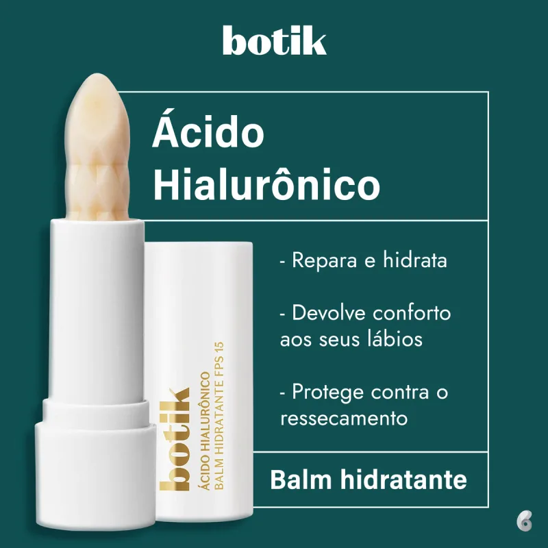 o Boticário Botik Ácido Hialurônico FPS 15 - Balm Hidratante Labial 3,2g