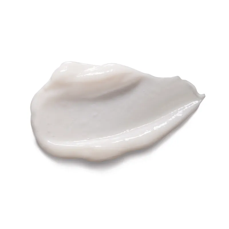 Imagem da textura cremosa e brilhante de condicionador Match Nutrição Regeneradora, com superfície lisa e uniforme. Possui cor branca e translúcida.