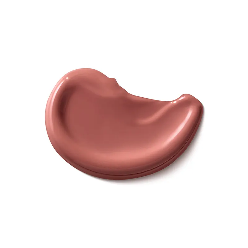Imagem da textura cremosa e brilhante do batom líquido Make B. com tonalidade intensa em tom rosado, aplicado sobre superfície lisa.