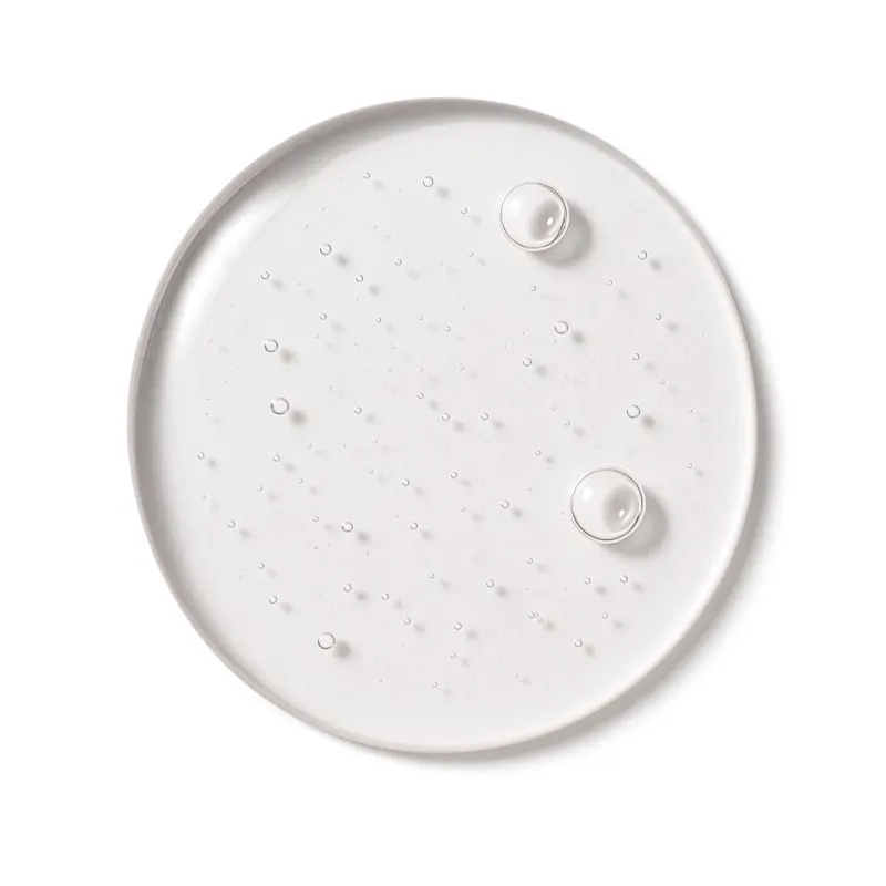 Imagem de textura com pequenas bolhas dispersas uniformemente por toda a superfície, criando um efeito visual sutil e elegante. A cor predominante é um branco translúcido, dando uma aparência limpa e refinada ao produto.