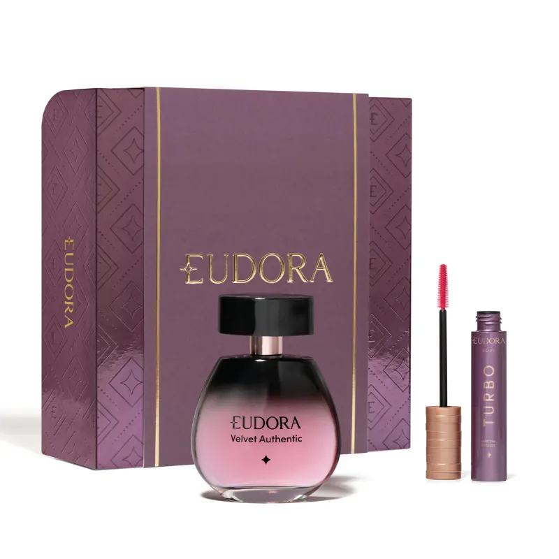 Conjunto Eudora com Desodorante Colônia Velvet Authentic 100ml + Máscara de Cílios Turbo Soul 10g