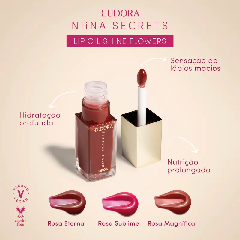 Eudora Niina Secrets Shine Flowers Rosa Eterna - Lip Oil 7ml