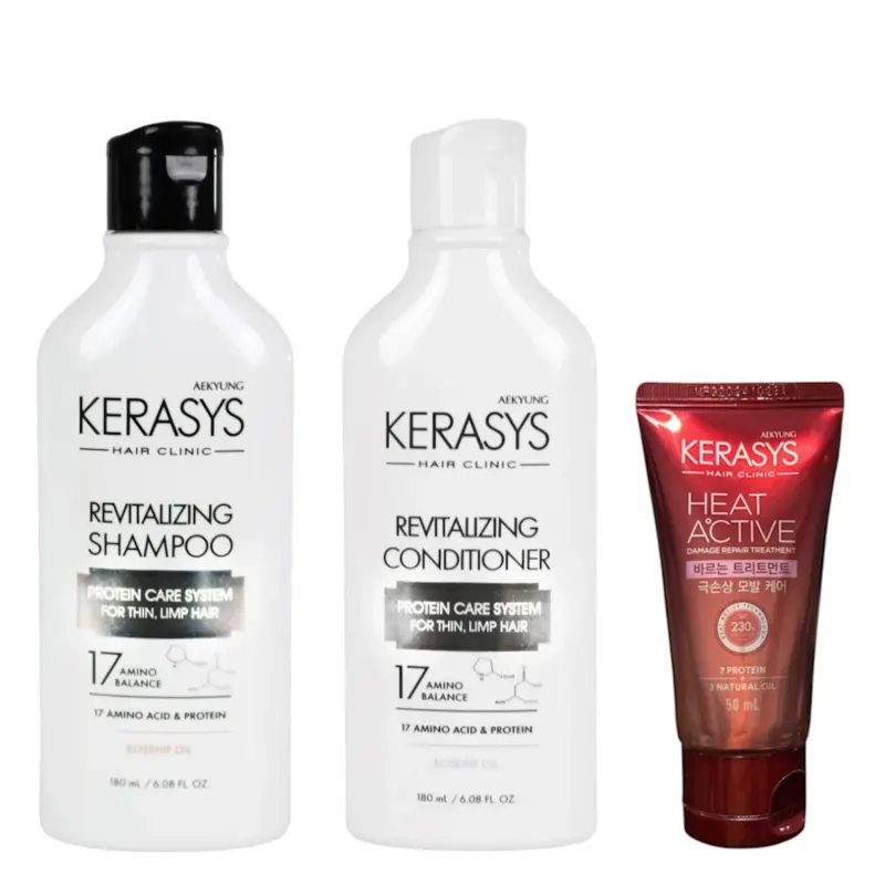 Kerasys Kit (Duo Revitalizing 180ml + Leave In Heat Active Damage Repair 50ml)