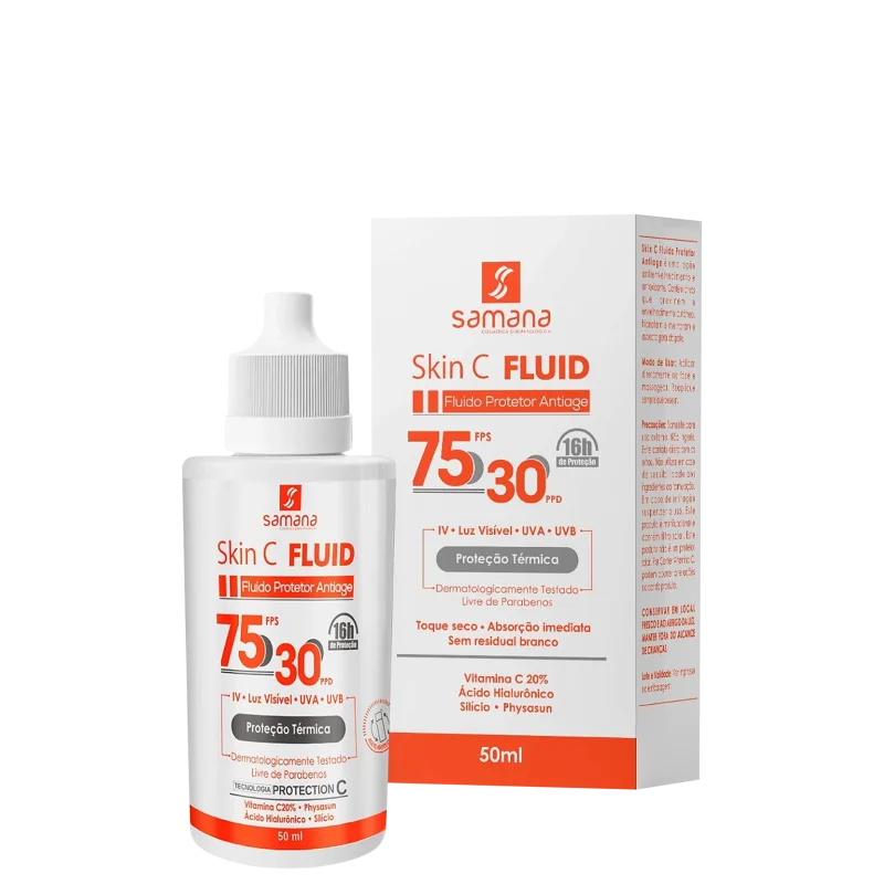 Protetor Solar FPS75 Antiage Vitamina C 20% Skin C Samana 50ml