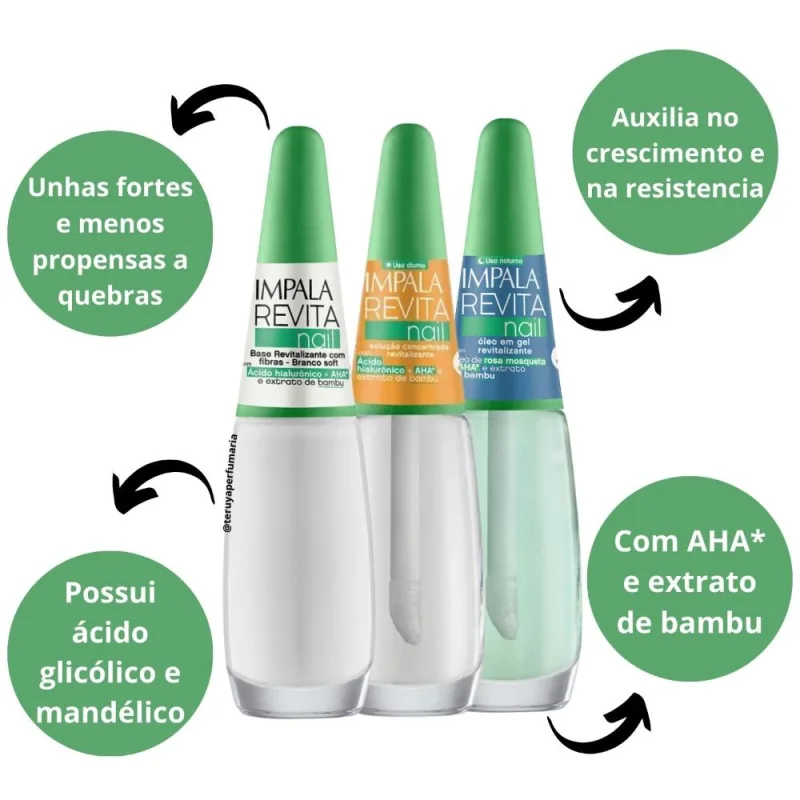Kit Impala Revita Nail Base Branca Soft + Diurno e Noturno