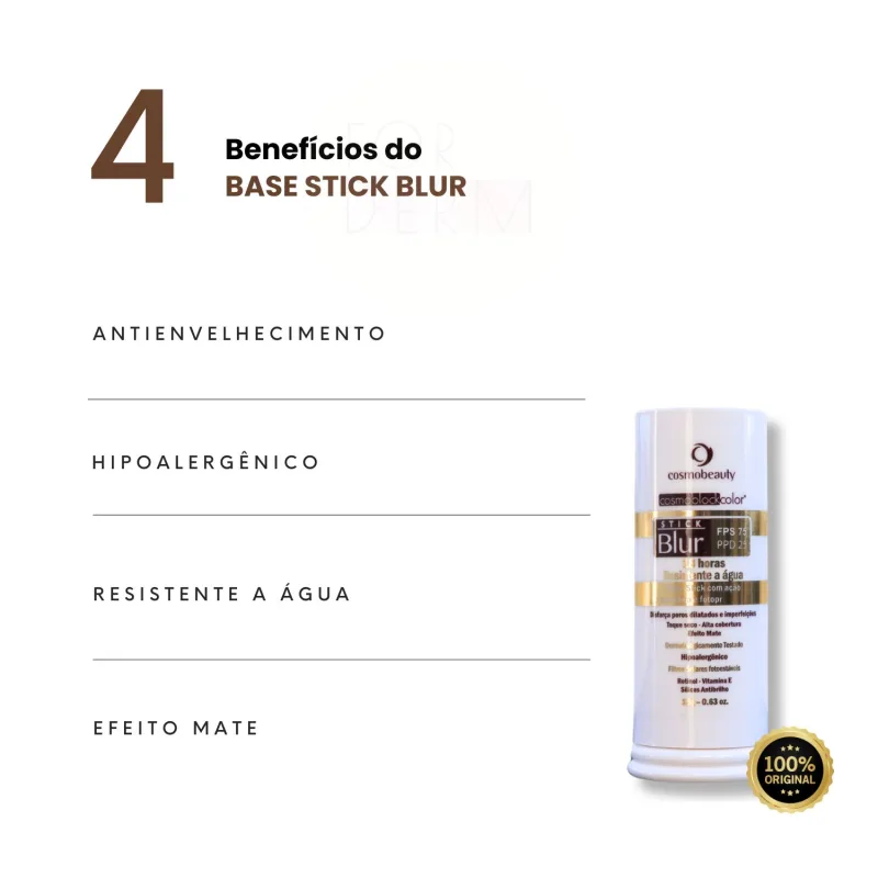 Cosmobeauty Stick Blur Alta Cobertura FPS 75 Bege - Filtro Solar em Bastão 18g