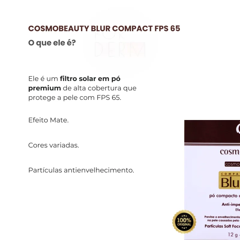 Cosmobeauty Cosmoblock Color Compact Blur Efeito Mate FPS 65 Bege - Pó Compacto 12g