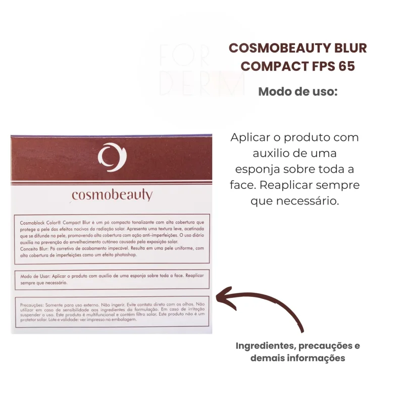 Cosmobeauty Cosmoblock Color Compact Blur Efeito Mate FPS 65 Bege - Pó Compacto 12g