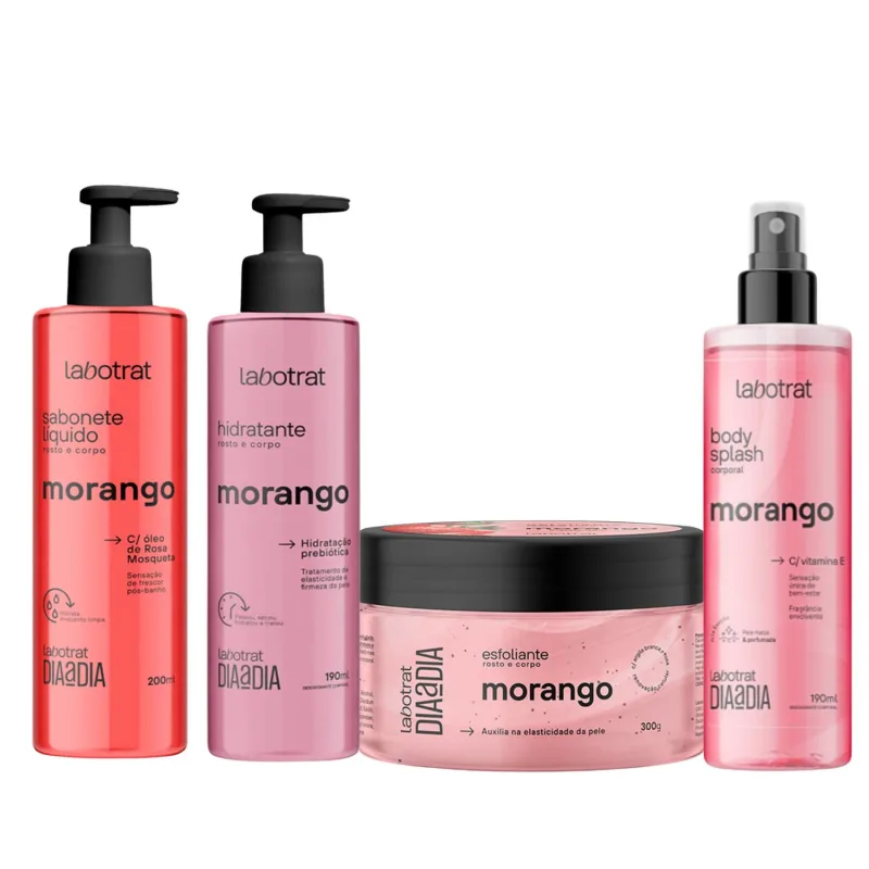 KIT DE BANHO MORANGO C/ 4 ITENS - LABOTRAT