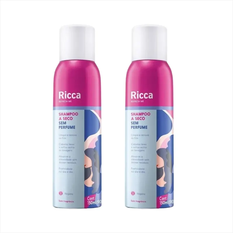 Kit Ricca Shampoo A Seco Sem Perfume 150ml 2 Unidades