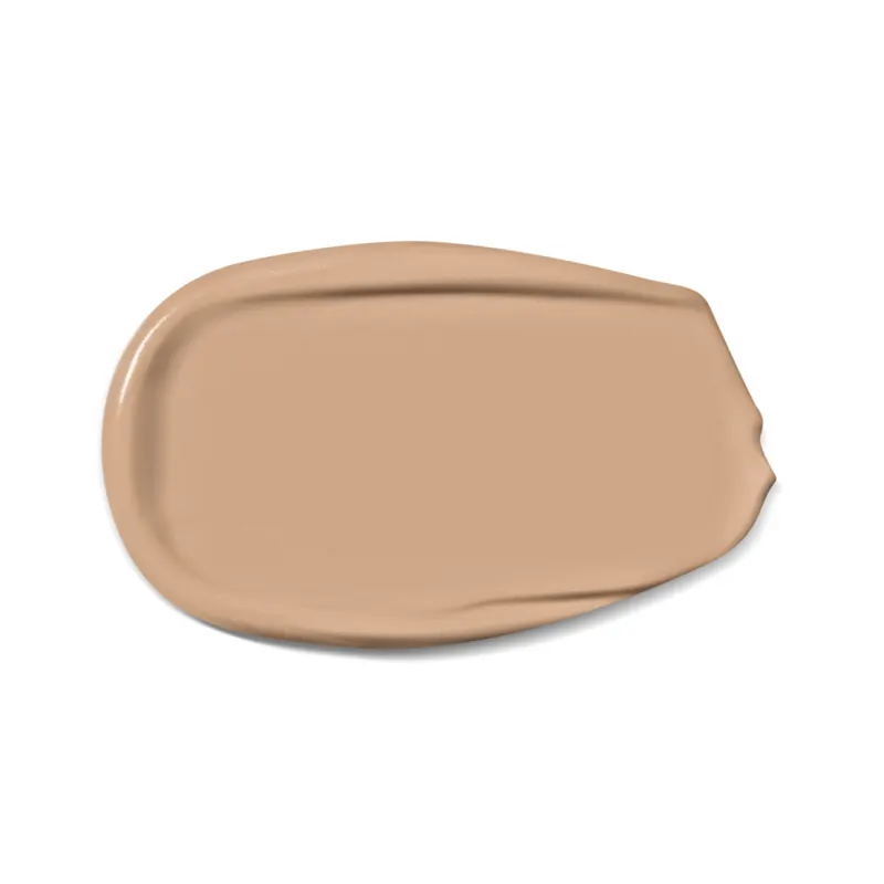 Imagem da textura cremosa e brilhante da base líquida soft matte da marca POP Quem Disse, Berenice? na cor 120N em tom bege médio, com superfície lisa e uniforme.