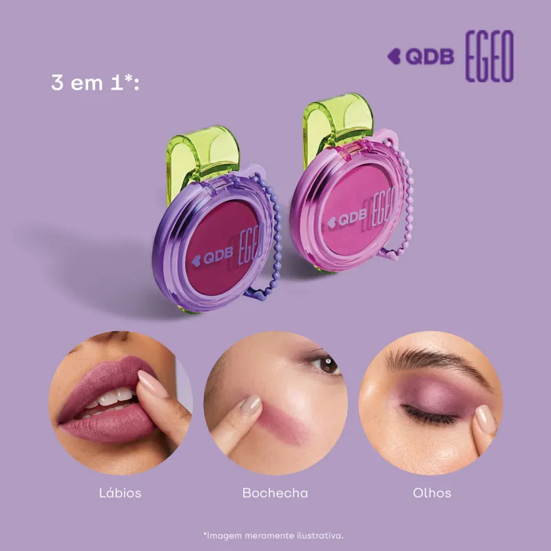 Batom 3 em 1 Berry Framboesa Lip & Cheek Egeo Ubessesion  QDB 2,5g