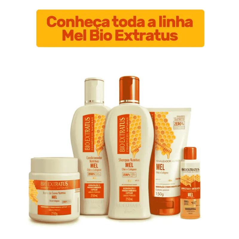 Kit Bio Extratus Mel Hidratação Shampoo Cond Máscara 1L