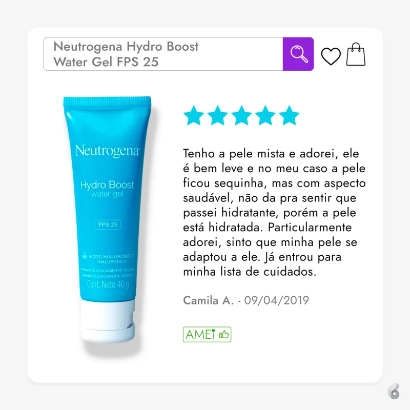 Neutrogena Hydro Boost Water Gel FPS 25 - Hidratante Facial 40g