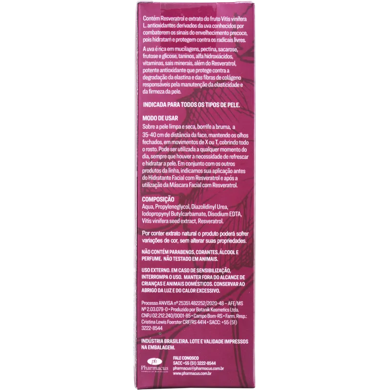 Marina Smith #NadaSemMeuVinho Resveratrol - Bruma Hidratante Facial 120ml
