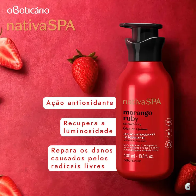 o Boticário Nativa SPA Morango Ruby - Loção Antioxidante Desodorante Corporal 400ml