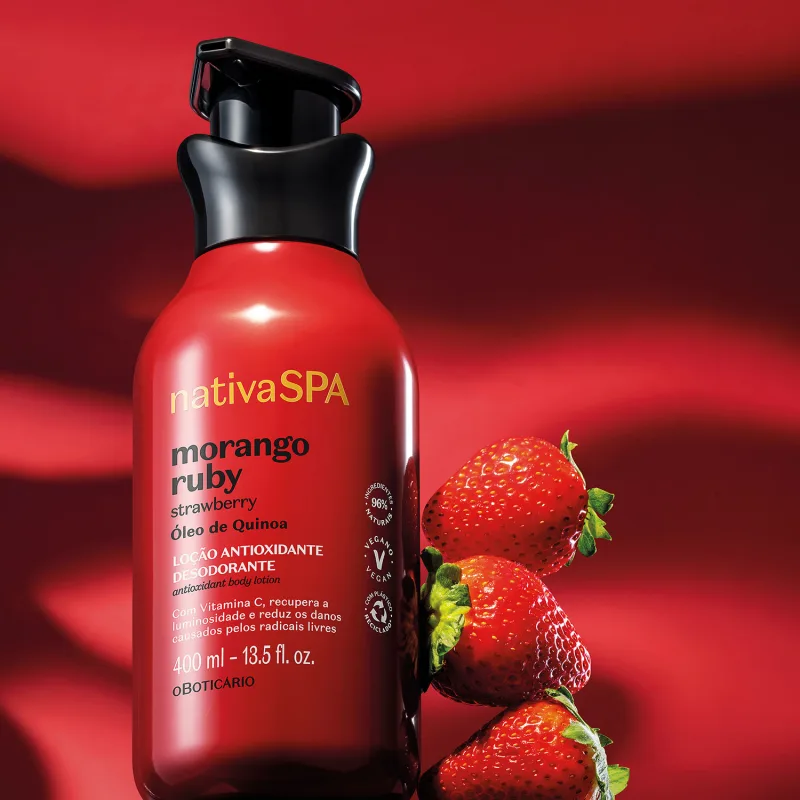 Loção Antioxidante Desodorante Corporal Nativa SPA Morango Ruby 400ml