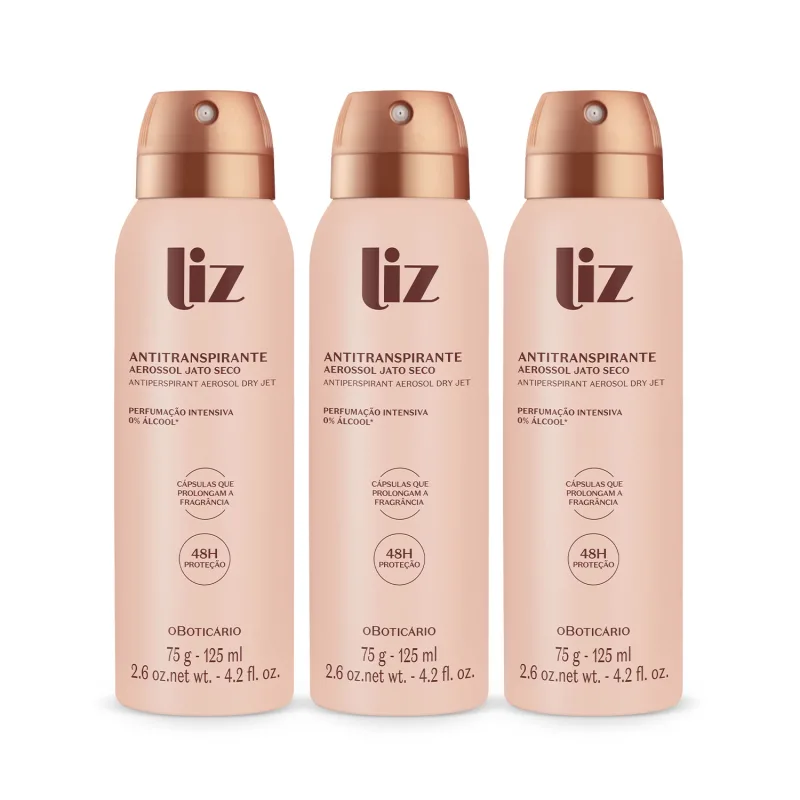 Combo Liz: Desodorante Antitranspirante Aerossol 75g (3 unidades)