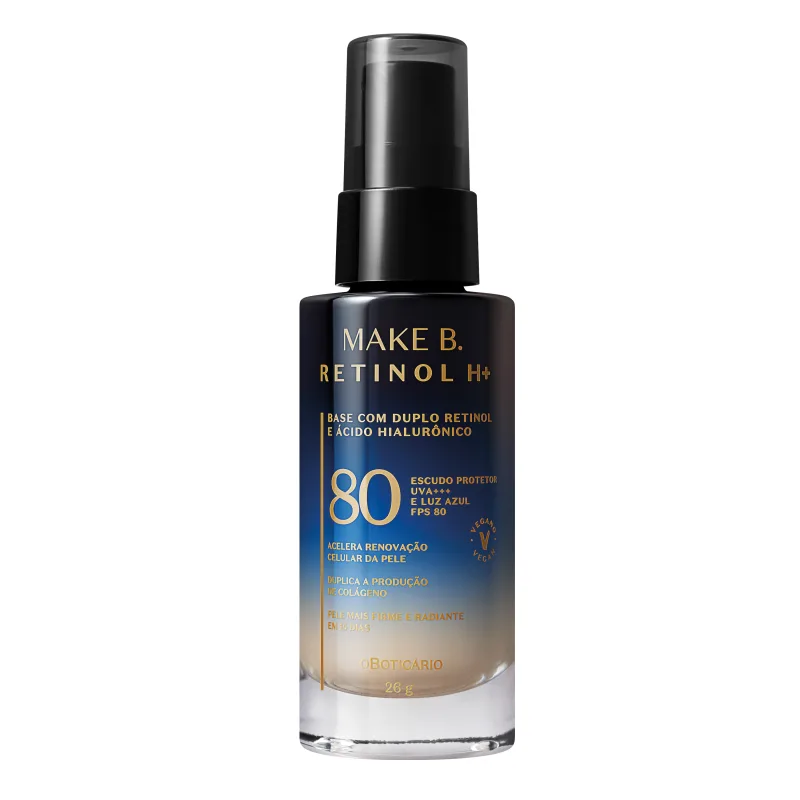Base Líquida Cor 20 com FPS 80 Make B. Retinol H+ 26g
