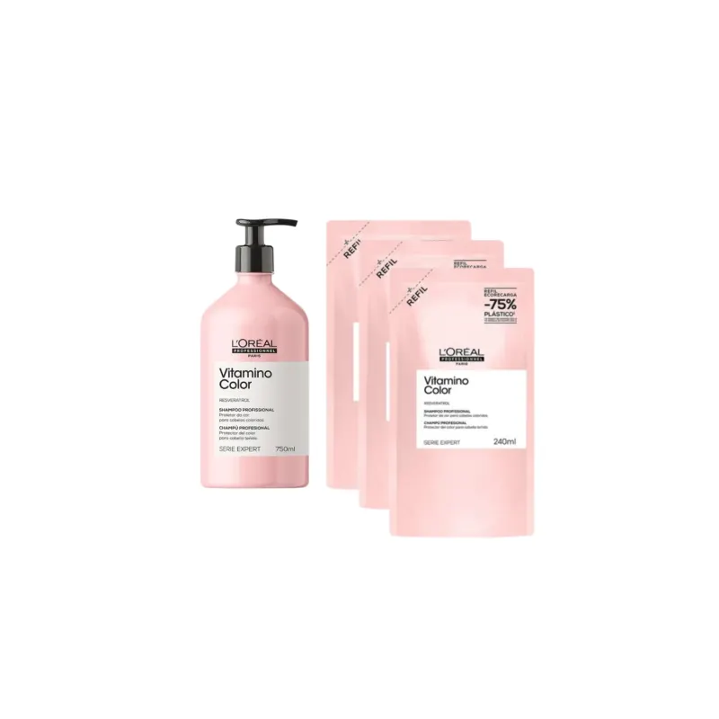 Kit L'Oréal Professionnel Vitamino Color 750 Quarteto Refil, 4 produtos.