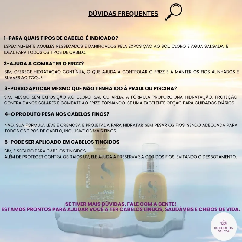Shampoo 250ml e Leave In 125ml Alfaparf Sdl Sunshine Pós Sol