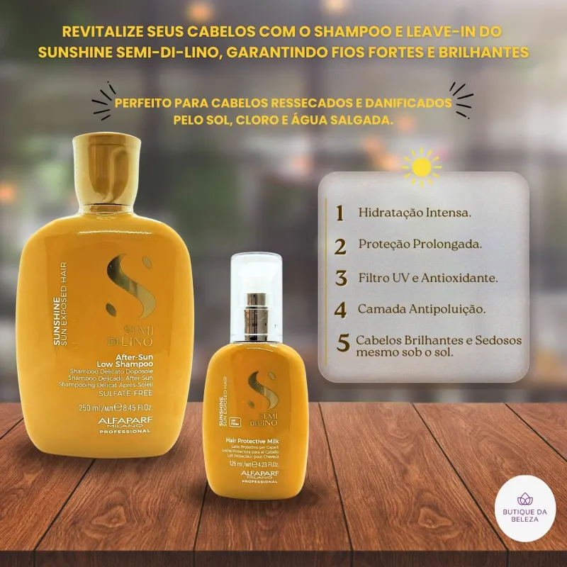 Shampoo 250ml e Leave In 125ml Alfaparf Sdl Sunshine Pós Sol
