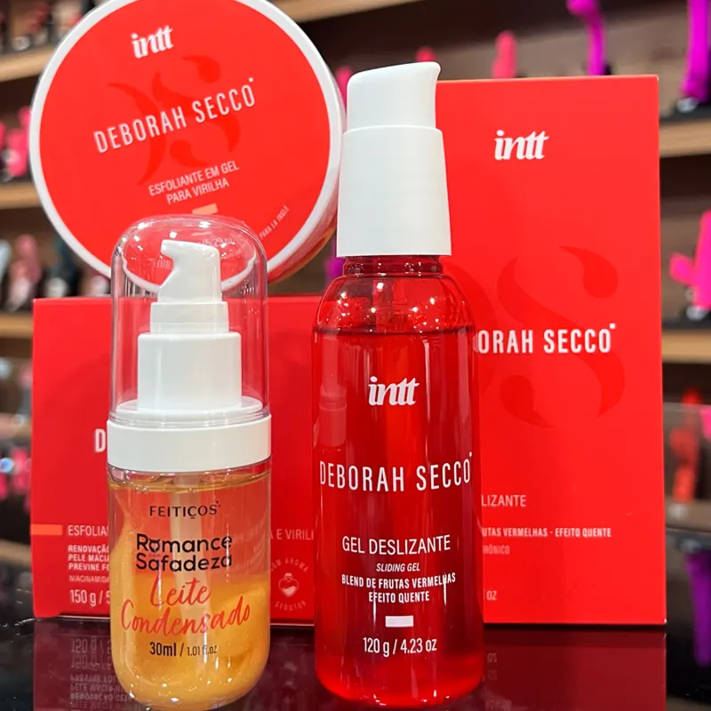 Kit Sedução Sublime com Esfoliante Gel Lubrificante e Calda Beijável de Leite Condensado