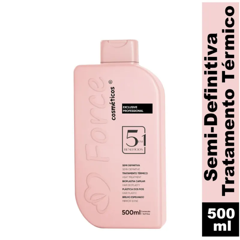 Kit Plastica Dos Fios Semi Definitiva Force 5 em 1 Profissional 500ml + Reparador de Pontas