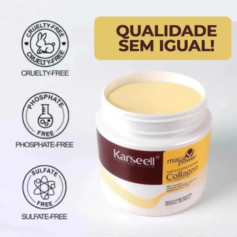 Máscara Collagen Reparação 500ml + Óleo de Argan 50ml Hidratação Profunda e Reparação Capilar