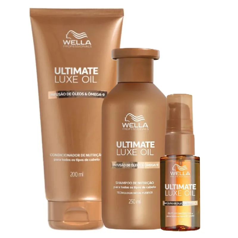 Kit Wella Ultimate Luxe Oil - Shampoo 250ml + Condicionador 200ml + Óleo 30ml