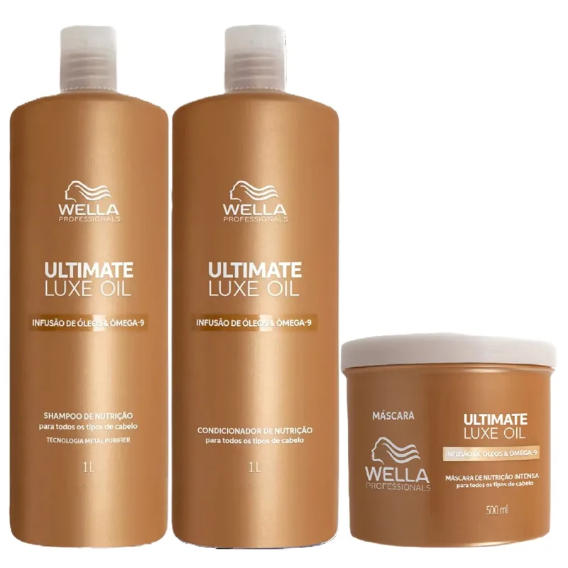 Kit Wella Ultimate Luxe Oil - Shampoo & Condicionador 1L + Máscara 500ml