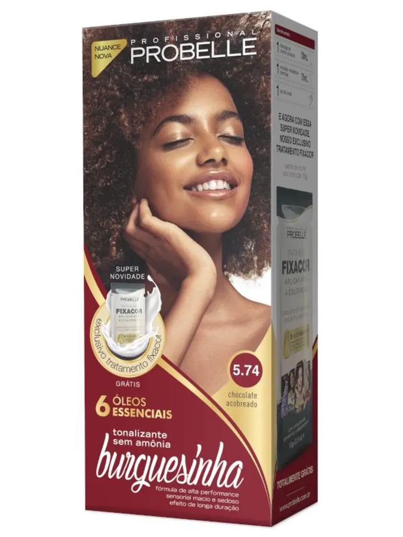 TINTURA BURGUESINHA SEM AMÔNIA TOM: 5.74 - CHOCOLATE ACOBREADO