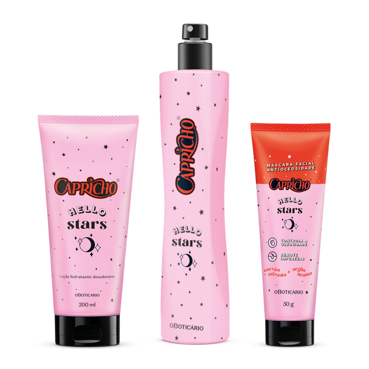 Combo Capricho Hello Stars: Desodorante Colônia 50ml + Loção Corporal 200ml + Máscara Facial 50g