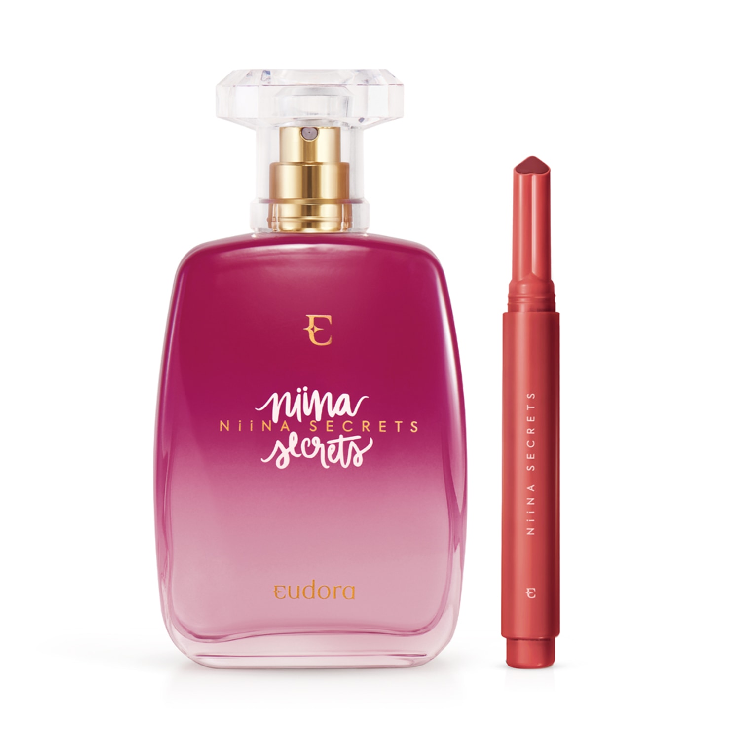 Combo Niina Secrets: Desodorante Colônia + Batom Gloss Stick Vermelho Tulipa