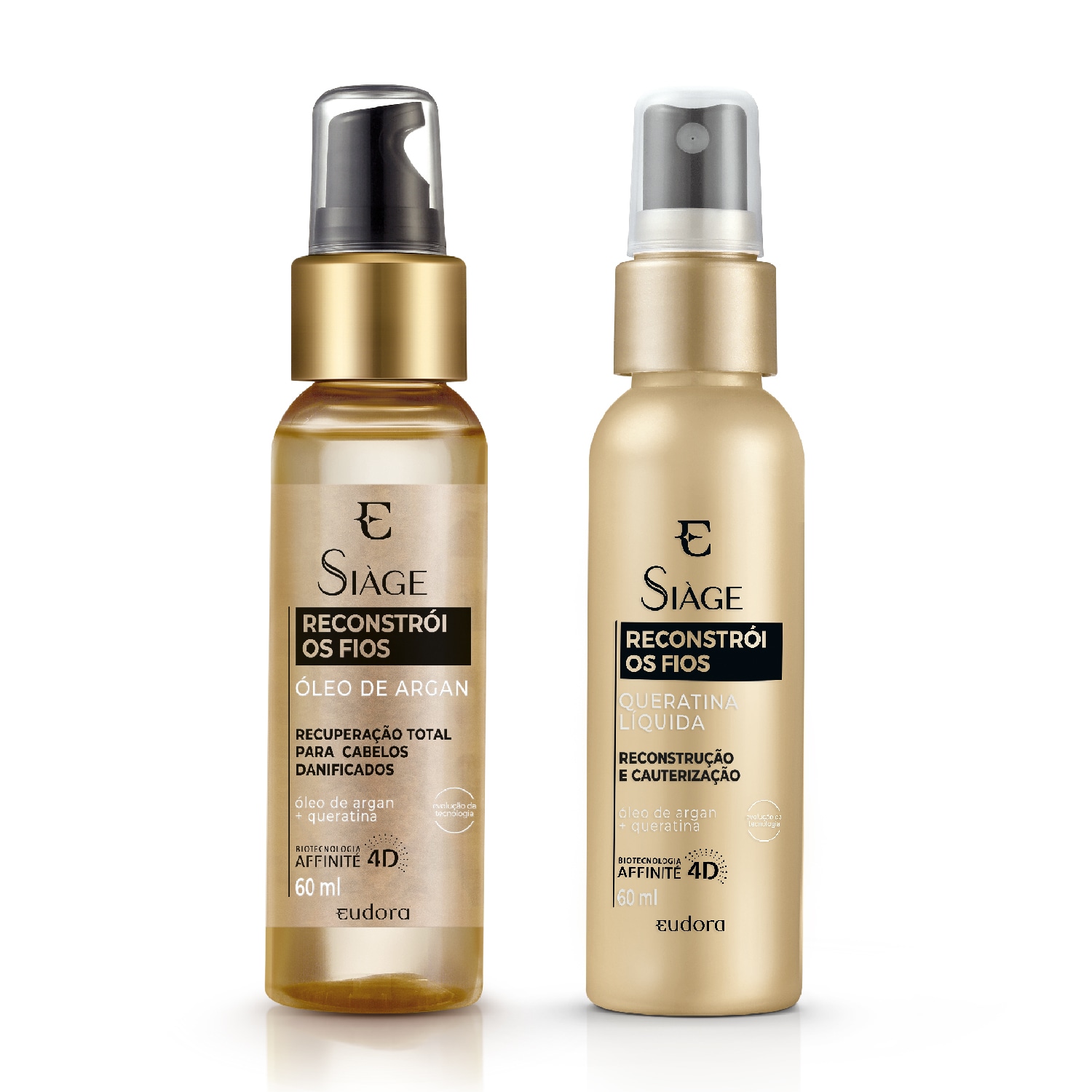 Combo Tratamento Capilar Siàge Reconstrói os Fios: Óleo de Argan 60ml+ Queratina Líquida 60ml