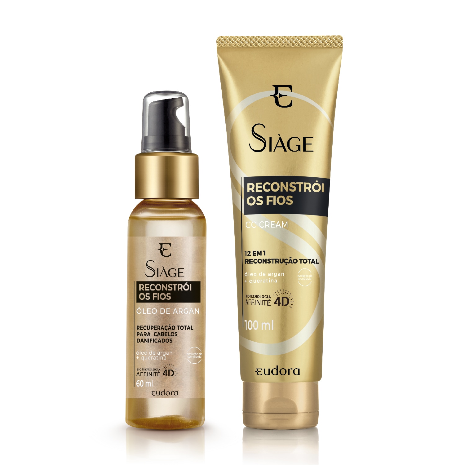 Combo Tratamento Capilar Siàge Reconstrói os Fios: Óleo de Argan 60ml + CC Cream 100ml