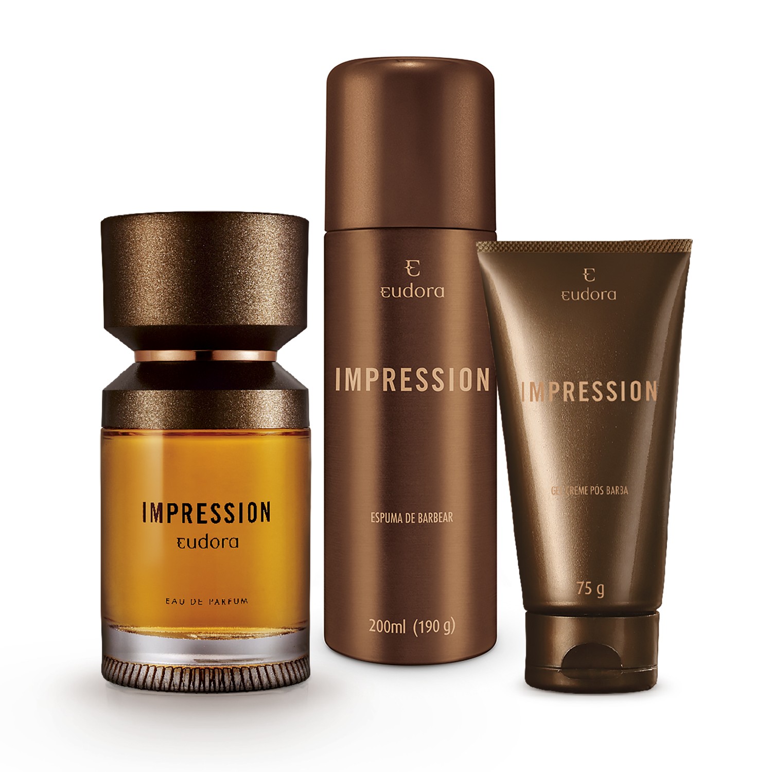 Combo Impression: Eau de Parfum 100ml + Espuma de Barbear 200ml + Gel Pós Barba 75g