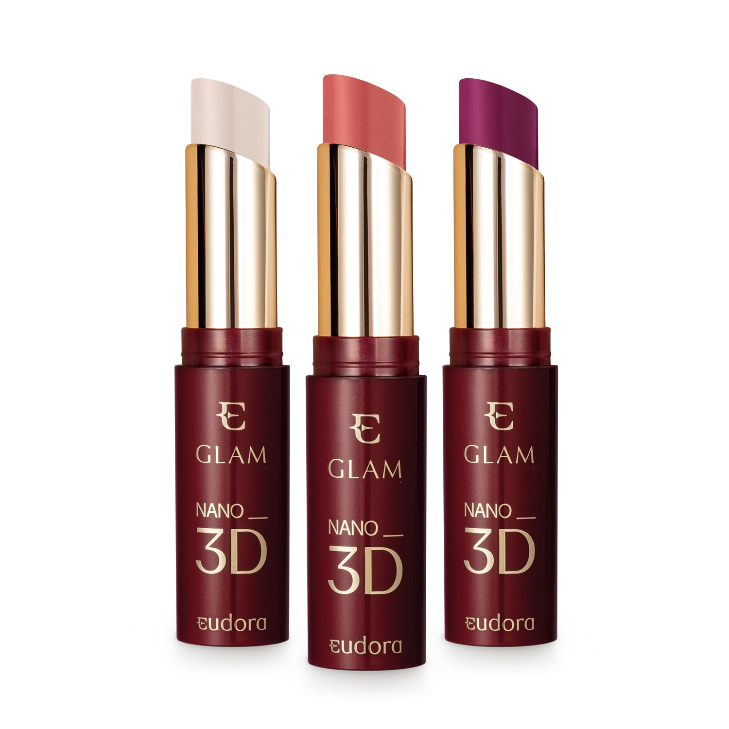 Combo Balm Glam Nano 3D: Incolor + Amora + Goiaba